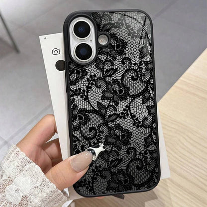 Lace Floral Pattern Silicone iPhone Case – Elegant Glossy Cover