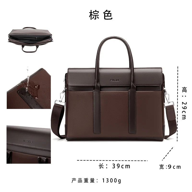 Men's Leather Briefcase Alligator Texture Business Bag