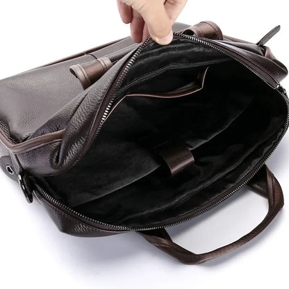 Genuine Leather Men's Briefcase Laptop Shoulder Bag