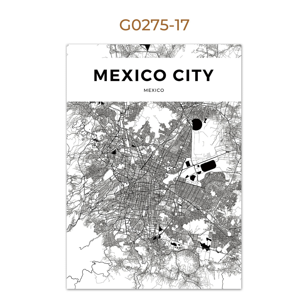 World City Map Wall Art Print – Black & White City Poster