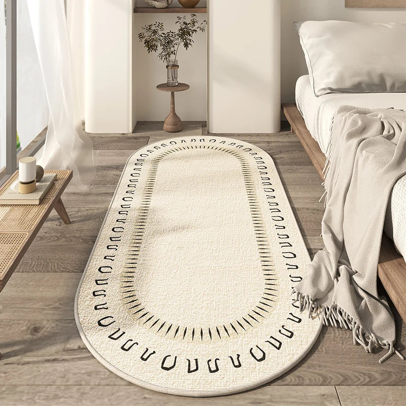 Wabi-Sabi Oval Rug – Minimalist Non-Slip Bedroom Floor Mat