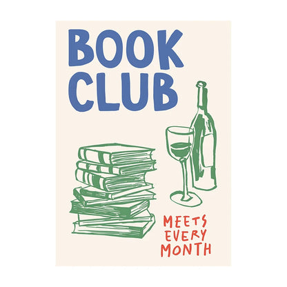 Book Club Wall Art Poster – Retro Reading Print for Book Lovers