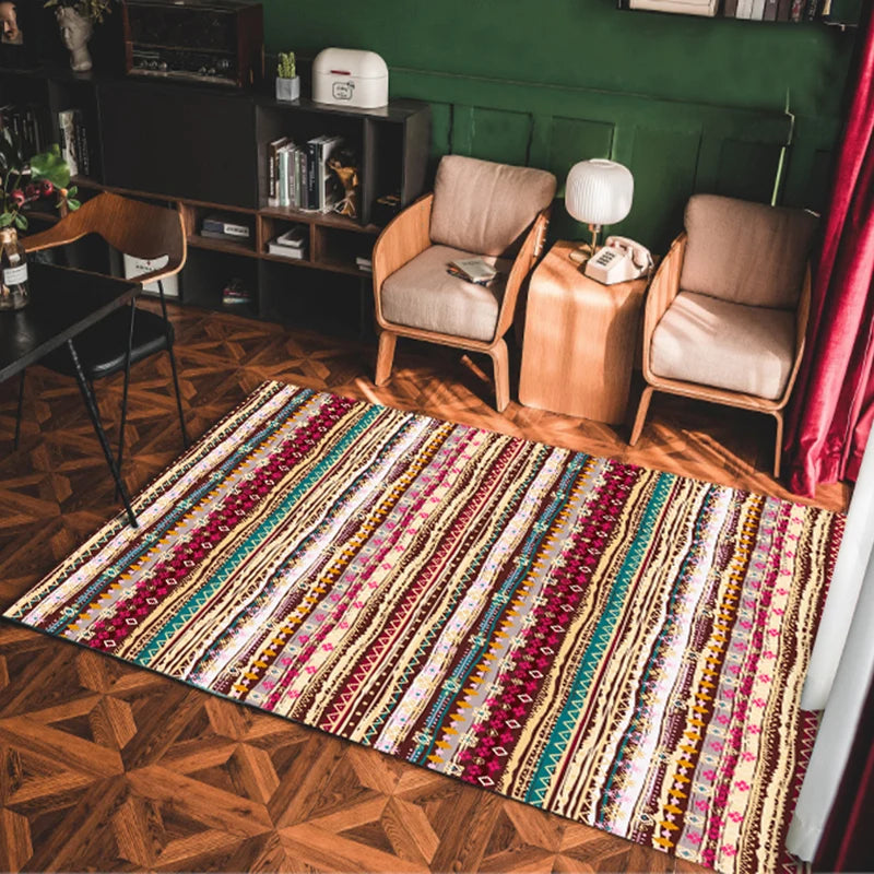Bohemian Area Rug – Soft Non-Slip Ethnic Style Carpet, Machine Washable