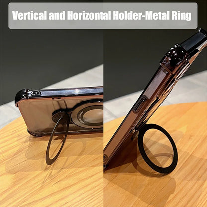 MagSafe Clear iPhone Case – Luxury Metal Plating Shockproof Magnetic Bracket