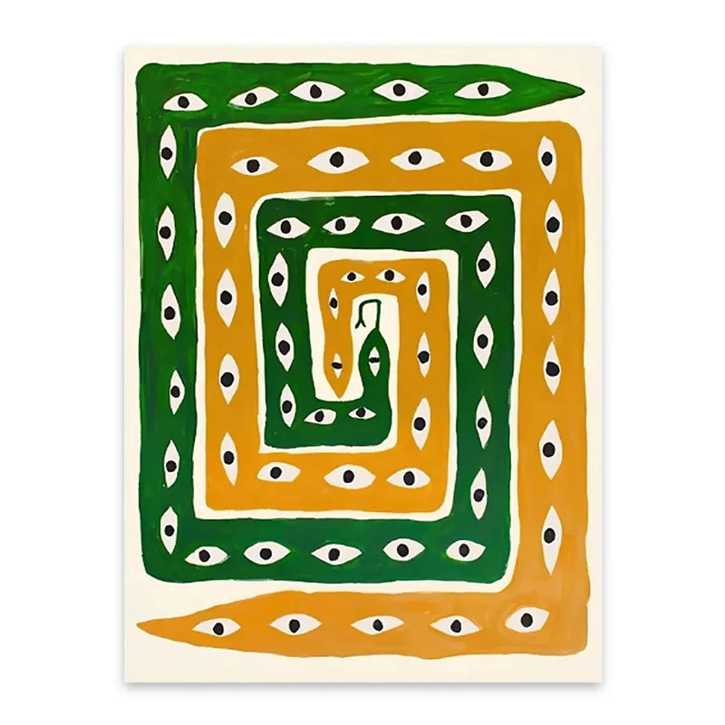 Abstract Tribal Vintage Poster Print – Retro Boho Canvas Wall Art