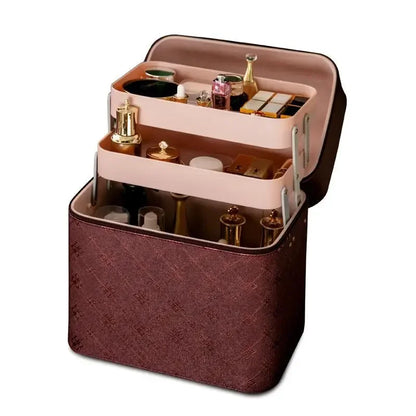 Large Professional Makeup Bag with Mirror – Cosmetic Organizer Case