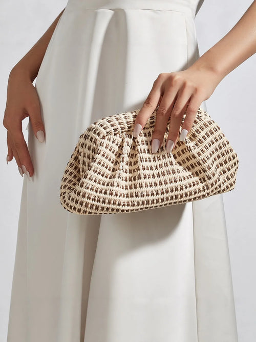 French Woven Cloud Flower Commuter Shoulder Bag