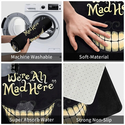 We're All Mad Here Doormat – Funny Non-Slip Indoor Outdoor Floor Mat