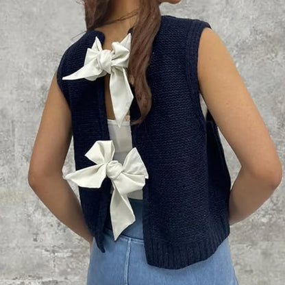 Bow Knot Knit Sweater Vest for Women