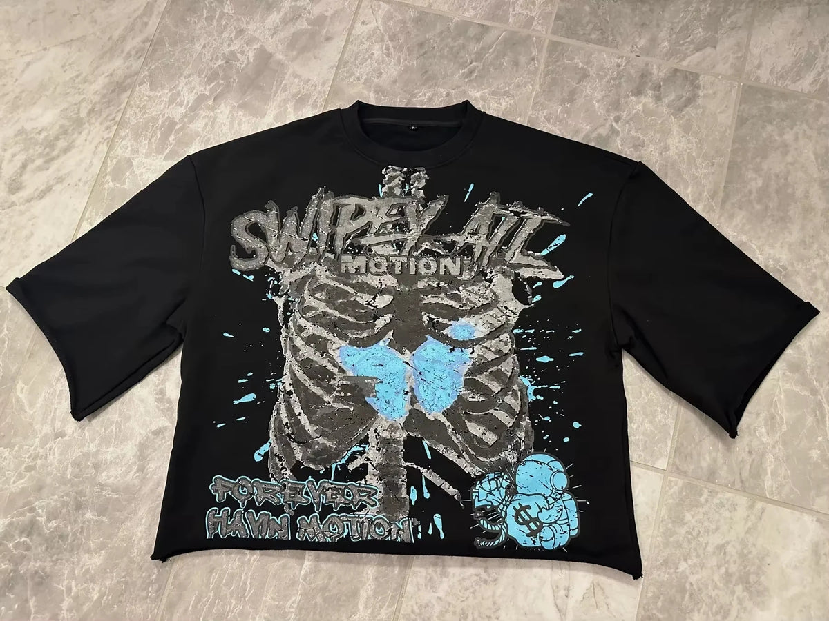 Gothic Skull Graphic T-Shirt Men's Oversized Cotton Tee
