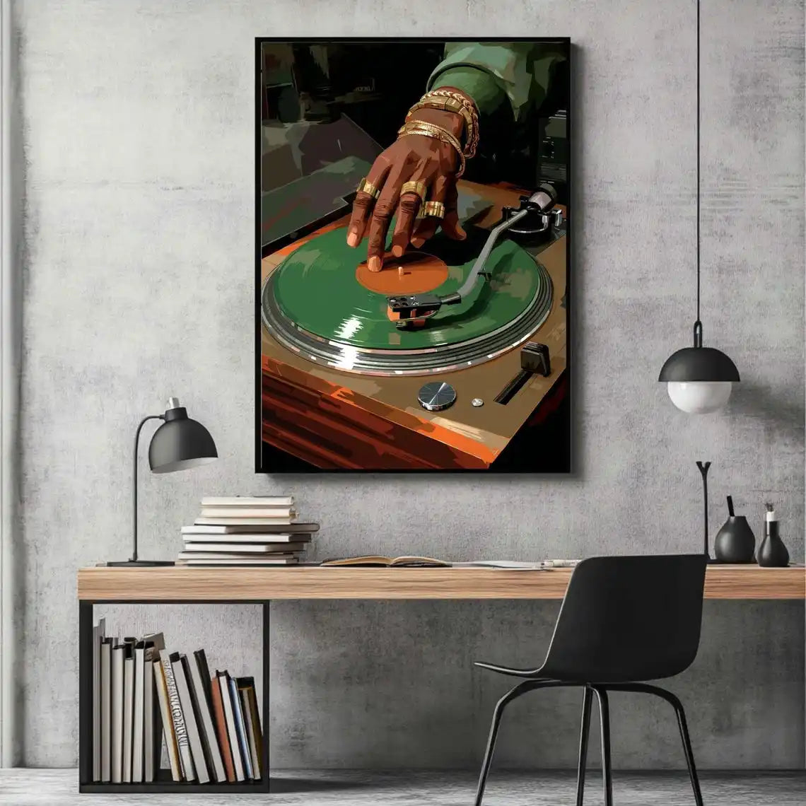 DJ Turntable Vinyl Record Wall Art Print Hip Hop Music Poster