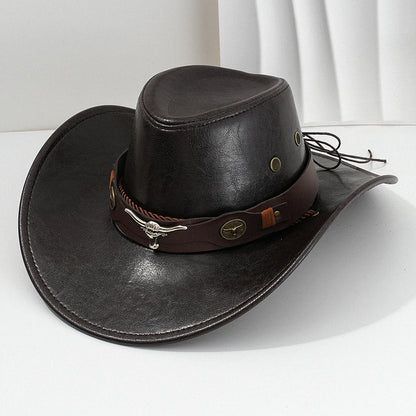 Vintage Faux Leather Western Cowboy Hat Unisex