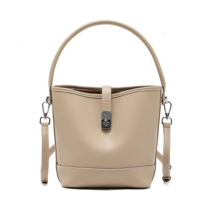 Genuine Leather Bucket Bag – Women's Crossbody Shoulder Handbag