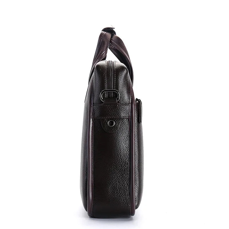 Genuine Leather Men's Briefcase Messenger Laptop Bag
