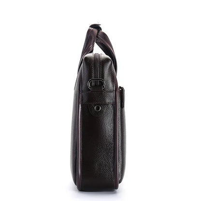 Genuine Leather Men's Briefcase Messenger Laptop Bag