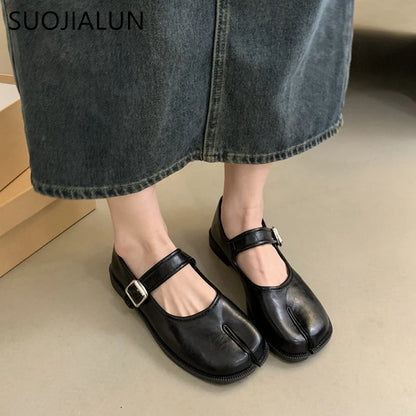 Women's Split Toe Mary Jane Flats – Tabi Leather Buckle Shoes