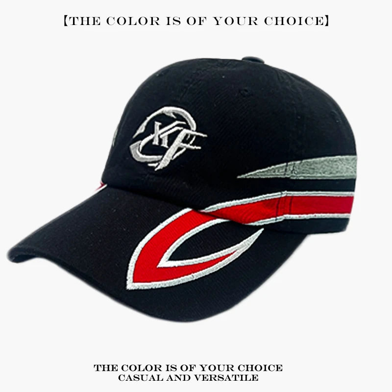 Flame Embroidered Baseball Cap – Y2K Street Style Hat for Men & Women
