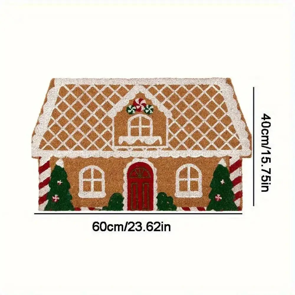 Christmas Gingerbread House Shaped Rug – Soft Non-Slip Floor Mat