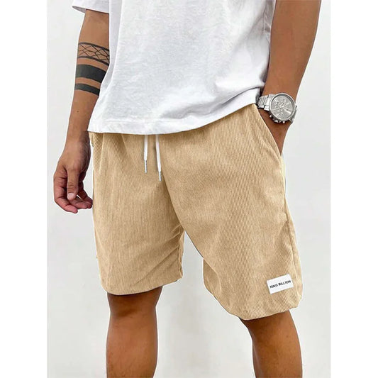 Men's Corduroy Shorts – Drawstring Casual Beach & Sport