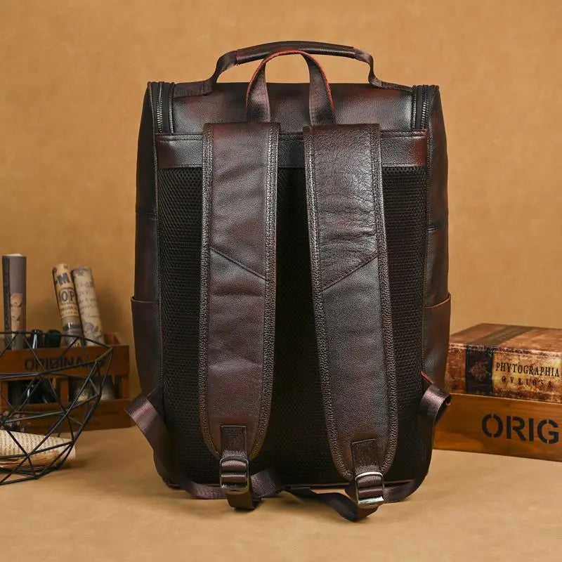 Vintage Cowhide Leather Backpack for Women | Retro Design