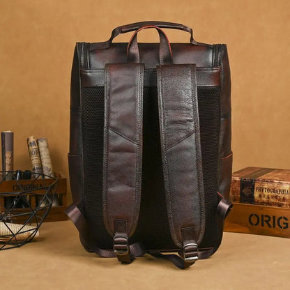 Vintage Cowhide Leather Backpack for Women | Retro Design