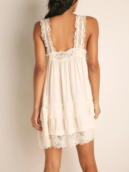 Lace Babydoll Mini Dress – Women's Y2K Fairy Floral Ruffle Mesh