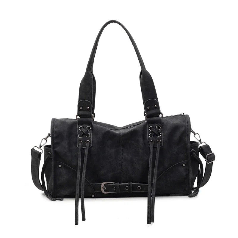 Retro Motorcycle Handbag Women Horizontal Tote