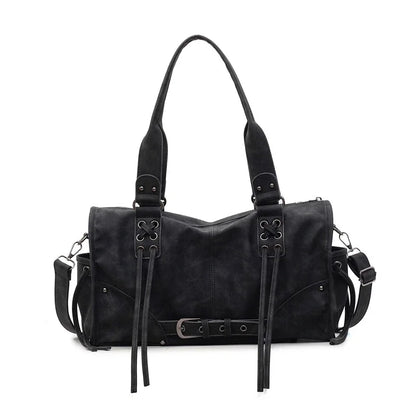 Retro Motorcycle Handbag Women Horizontal Tote