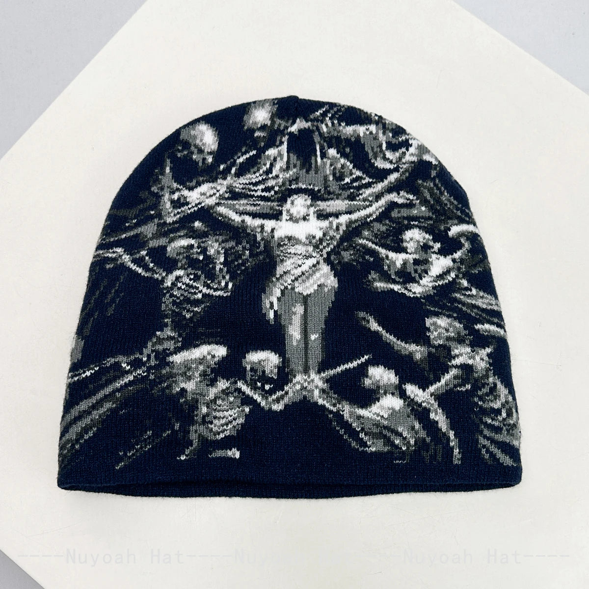 Skull Knitted Beanie Hat – Hip-Hop Streetwear for Men & Women