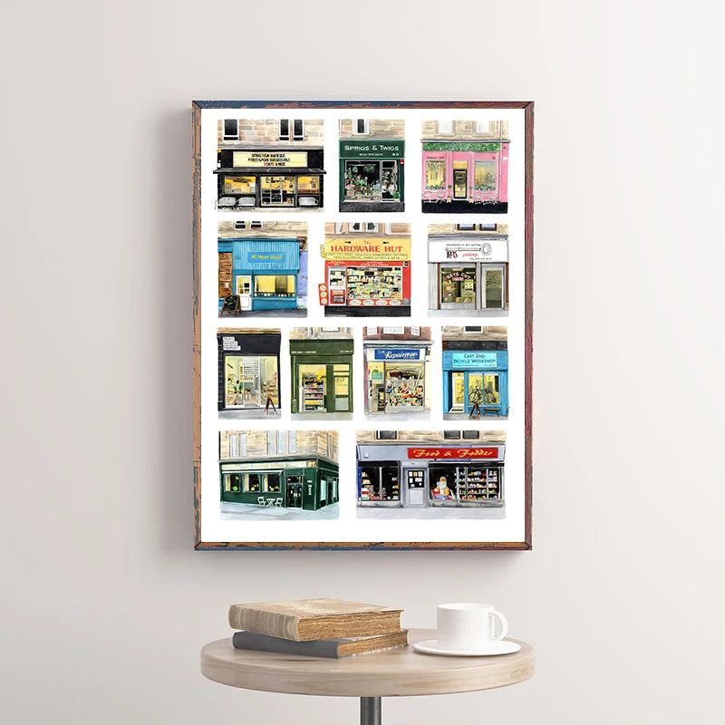 Glasgow Bookshops Wall Art Poster – Watercolor Illustrated Print