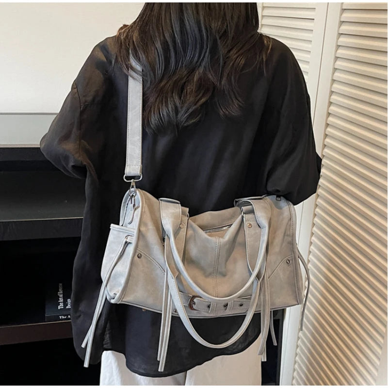 Retro Motorcycle Handbag Women Horizontal Tote