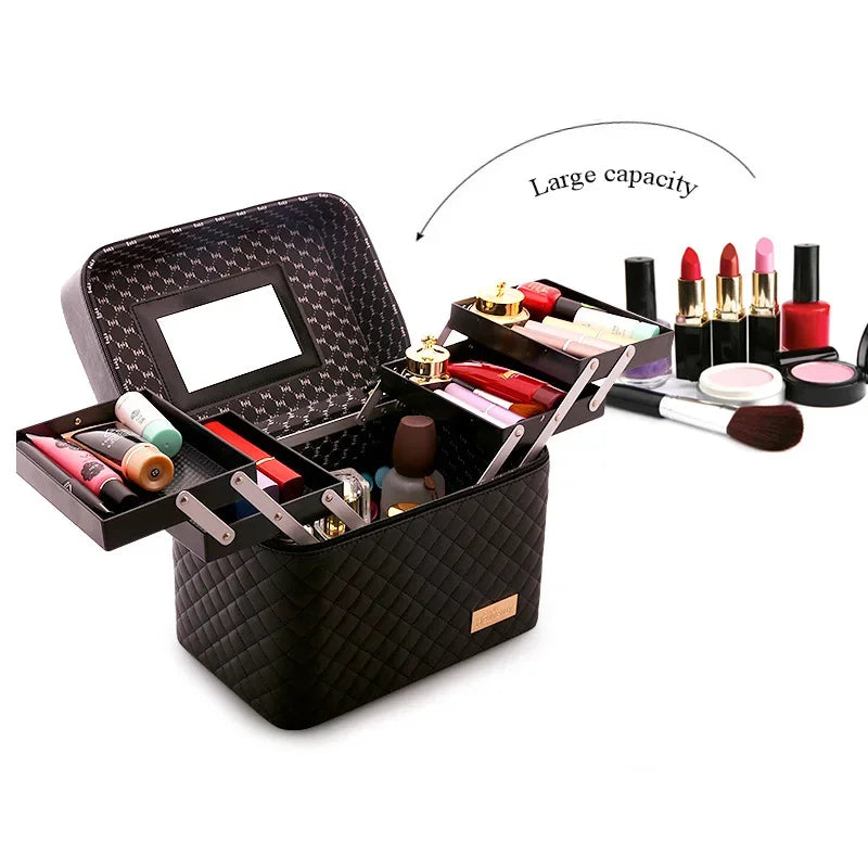 Large Capacity Makeup Organizer Case – Professional Cosmetic Bag