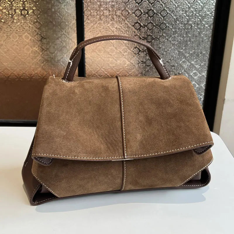 Women Frosted Handbag High-end Suede Flap French Shoulder Bag