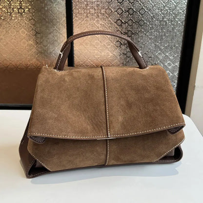 Women Frosted Handbag High-end Suede Flap French Shoulder Bag