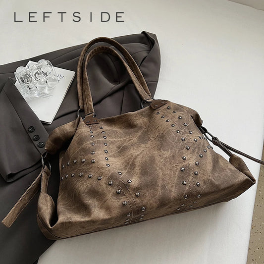 Rivets Large Capacity PU Leather Shoulder Bag