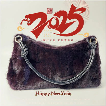 Mink Fur Shoulder Bag – Luxury Women's Crossbody Handbag