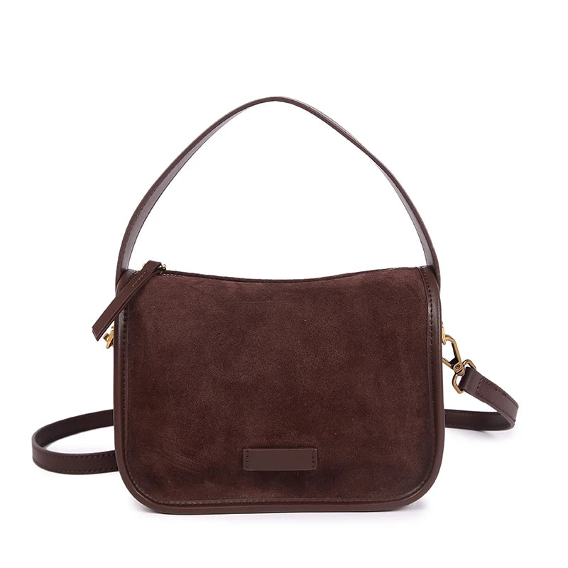 Women's Suede Leather Crossbody Bag – Retro Luxury Handbag