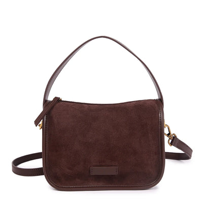 Suede Crossbody Bag for Women – Genuine Leather Retro Shoulder Bag