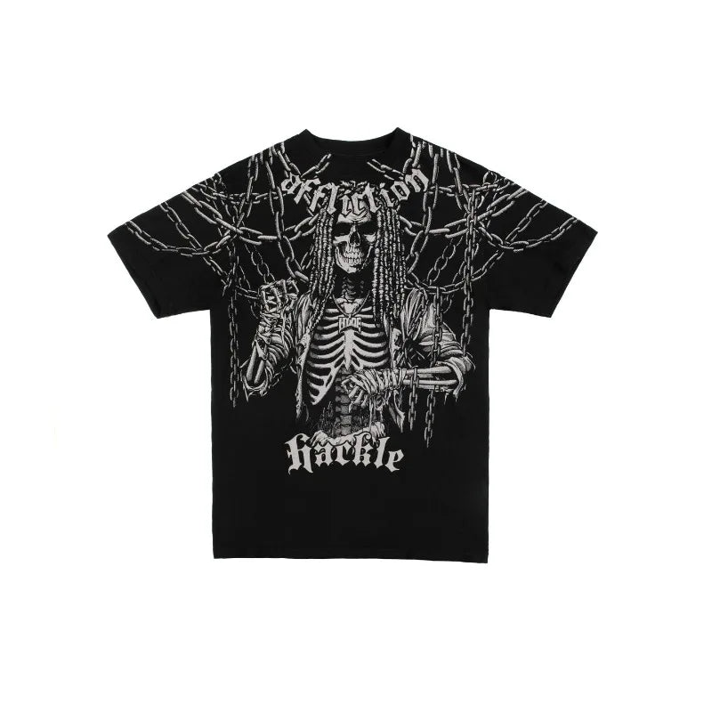 Gothic Graphic T-Shirt – Unisex Washed Streetwear Hip Hop Tee