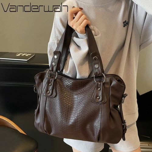 Large Capacity Alligator Texture Women's Shoulder Bag