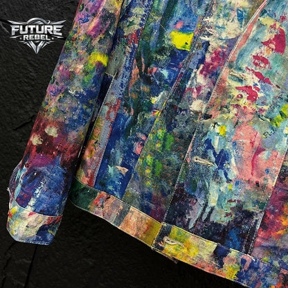 Graffiti Print Denim Jacket – Men's Y2K Streetwear Loose Fit
