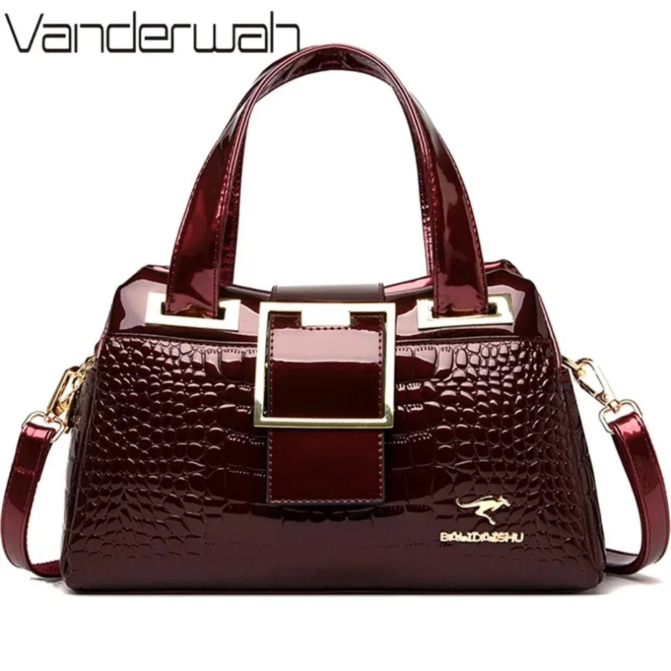 Luxury Patent Leather Tote Bag with Gold Hardware
