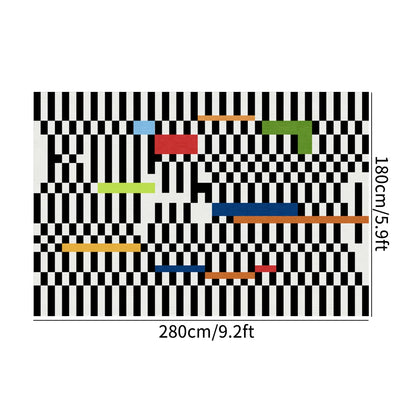 Vikama Memphis Style Geometric Color Block Rug Retro Art Durable Non-Slip Modern Edgy Living Room