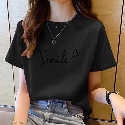 Printed Graphic T-Shirt Women – Short Sleeve Round Neck Casual Tee