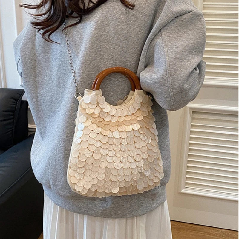 Luxury Woven Seashell Shoulder Bag