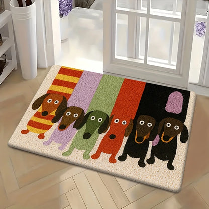Cartoon Dachshund Non-Slip Doormat – Washable Floor Rug