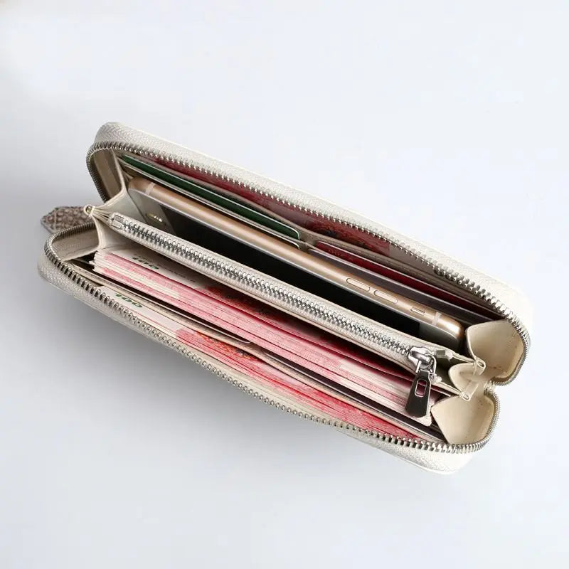 Genuine Crocodile Leather Long Wallet for Women