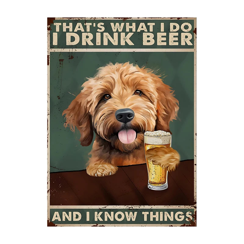 Funny Dog Beer Poster – That's What I Do I Drink Beer Wall Art