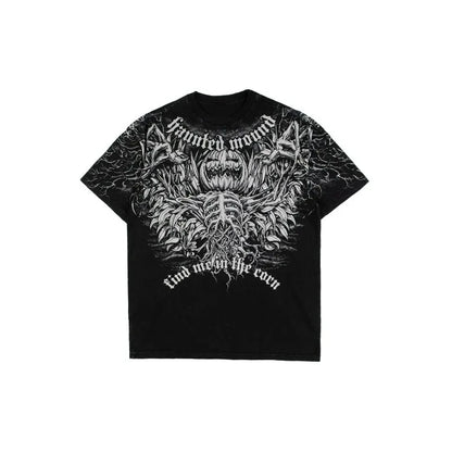 Gothic Graphic T-Shirt – Unisex Washed Streetwear Hip Hop Tee