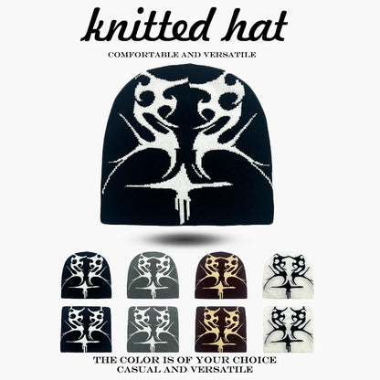 Flame Jacquard Beanie Hat – Unisex Hip Hop Knit Cap